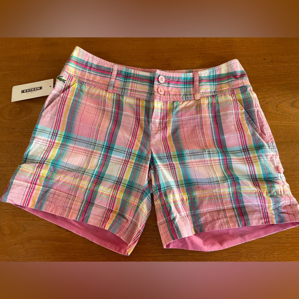 Lacoste plaid pink shorts